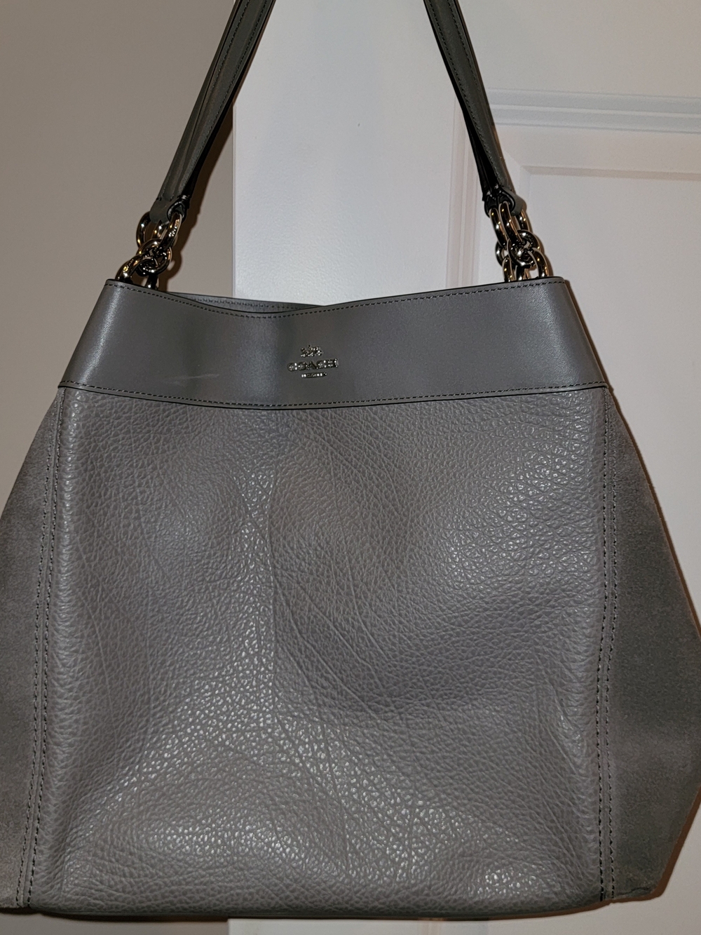 Coach Pebbled Leather Shoulder Bag in Gray